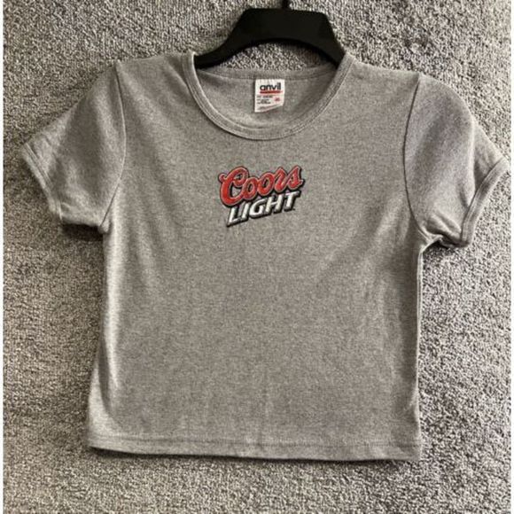 Vtg 90’s Coors Light Brewing Company Beer Cropped Top Half T Shirt Medium Womens - Picture 1 of 8